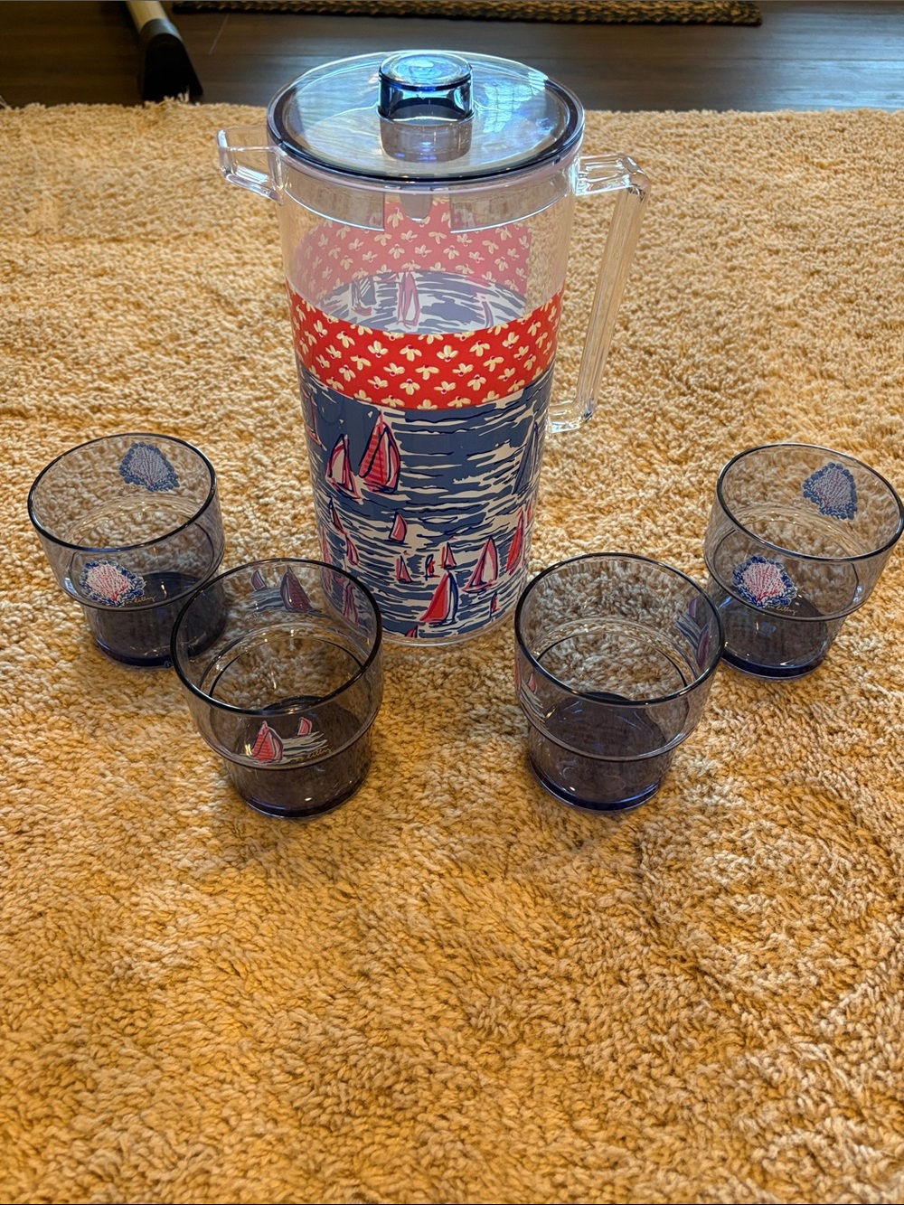 Lilly Pulitzer Pitcher and Cup Set
